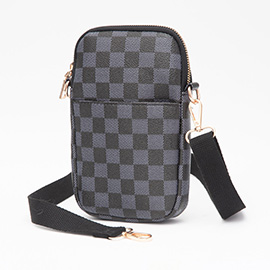 Faux Leather Checkered Mini Crossbody Bag