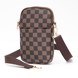 Faux Leather Checkered Mini Crossbody Bag