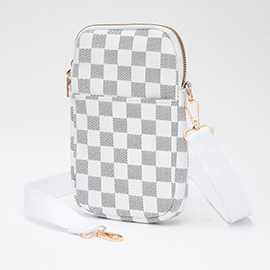 Faux Leather Checkered Mini Crossbody Bag