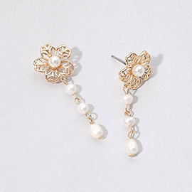 Pearl Link Dropdown Flower Earrings