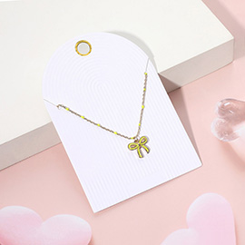 Enamel Bow Pendant Necklace