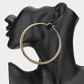 Oversized Metal Hoop Pin Catch Earrings