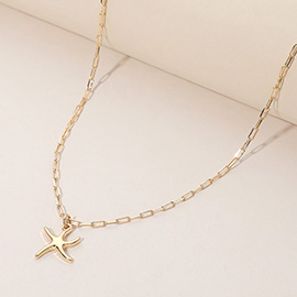 Metal Starfish Pendant Necklace