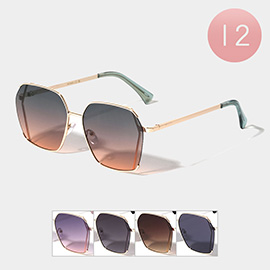 12PCS - Retro Metal Frame Tinted Lens Sunglasses