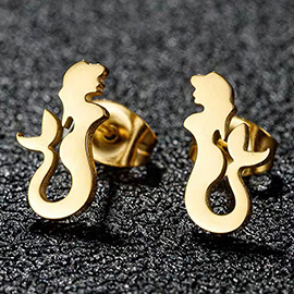 Stainless Steel Mermaid Stud Earrings