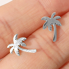 Stainless Steel Palm Tree Stud Earrings