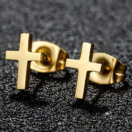 Stainless Steel Cross Stud Earrings