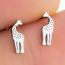 Stainless Steel Giraffe Stud Earrings