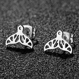 Stainless Steel Whale Tale Stud Earrings