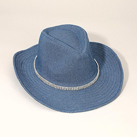 3 Row Rhinestone Band Fedora Hat