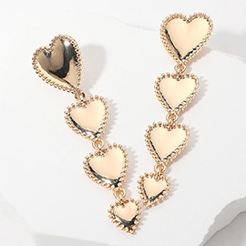 Metal Heart Link Dropdown Earrings