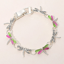 Enamel Dragonfly Link Magnetic Bracelet