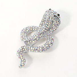 Stone Paved Cobra Snake Pin Brooch