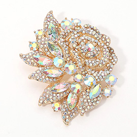 Stone Paved Flower Pin Brooch