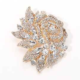 Stone Paved Flower Pin Brooch