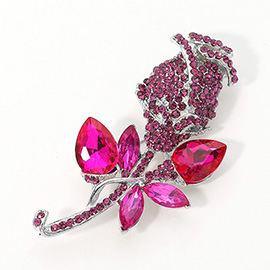 Multi Stone Embellished Metal Tulip Flower Pin Brooch