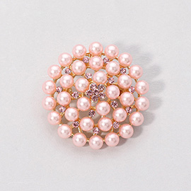 Rhinestone Pointed Pearl Pin Brooch