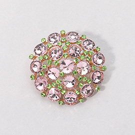 Round Glass Stone Cluster Pin Brooch