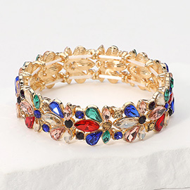 Floral Crystal Stretch Evening Bracelet