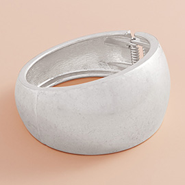 Brushed Metal Dome Hinged Bangle Bracelet