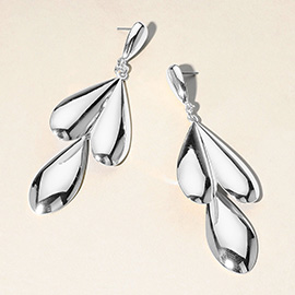 Oversized Metal Teardrop Chandelier Dangle Earrings