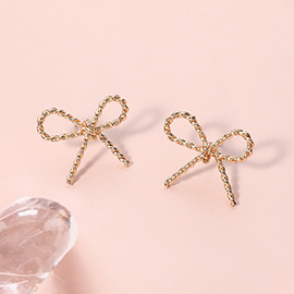 Rope Brass Metal Wire Bow Knot Stud Earrings