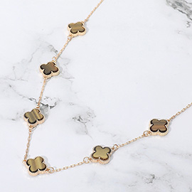 Quatrefoil Stone Station Necklace