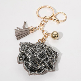 Bling Studded Flower Tassel Keychain