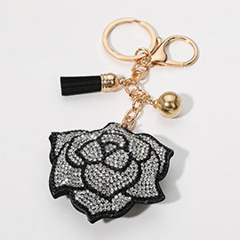 Bling Studded Flower Tassel Keychain