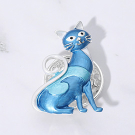 Colored Metal Cat Magnetic Brooch