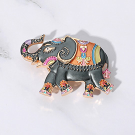 Colored Metal Elephant Magnetic Brooch