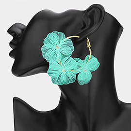 Triple Cutout Flower Hoop Earrings