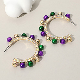 Mardi Gras Ball Around Hoop Earrings