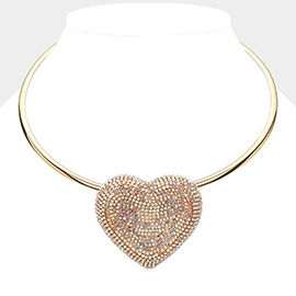 Rhinestone Paved Heart Pendant Necklace