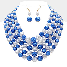 Pearl Multi Strand Bib Necklace