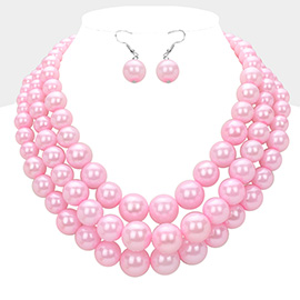 Triple Strand Pearl Chunky Necklace