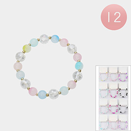 12PCS - Ombre Faceted Beaded Stretch Bracelets