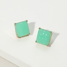 Square Cushion Embossed Stud Earrings