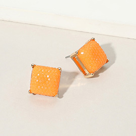 Square Cushion Embossed Stud Earrings