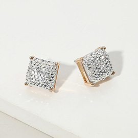 Square Cushion Embossed Stud Earrings