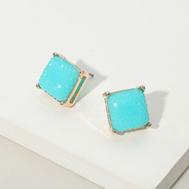 Square Cushion Embossed Stud Earrings