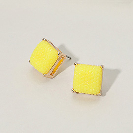 Square Cushion Embossed Stud Earrings