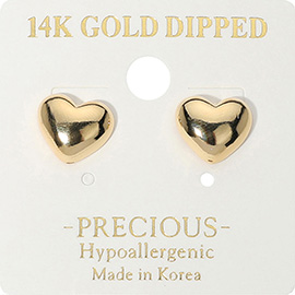 14K Gold Dipped Heart Stud Earrings