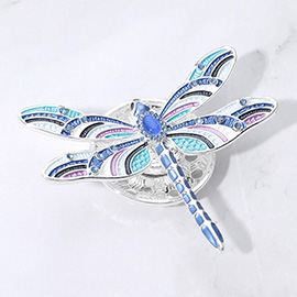 Stone Embellished Dragonfly Magnetic Brooch