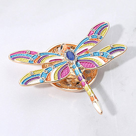 Stone Embellished Dragonfly Magnetic Brooch