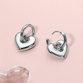 Stainless Steel Heart Huggie Earrings