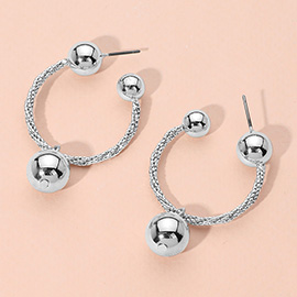 Metal Ball Dangle Hoop Earrings