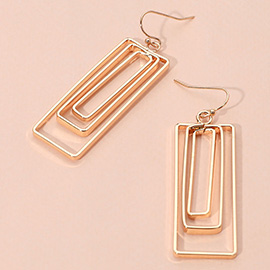 Metal Wire Rectangle Layered Dangle Earrings