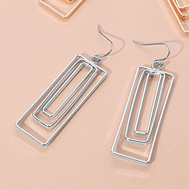 Metal Wire Rectangle Layered Dangle Earrings