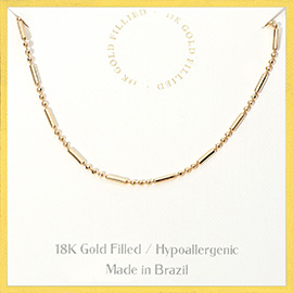 18K Gold Filled Hypoallergenic Bead Bar Chain Necklace